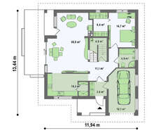 Проект котеджу з бічною терасою