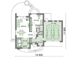 Будинок в середземноморському стилі з гаражем на два авто