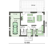 Стильний двоповерховий будинок з просторою вітальнею