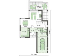 Двоповерховий котедж з відкритими терасами і верандами