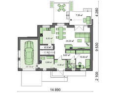 Проект заміського красивого будинку, декорованого каменем