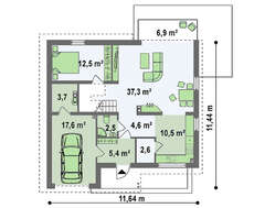 Проект будинку з мансардою, додатковою спальнею і терасою