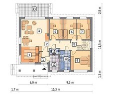 Планування європейського дому на 132 кв. м з чотирма спальнями
