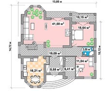 Двоповерховий особняк з шикарним під'їздом