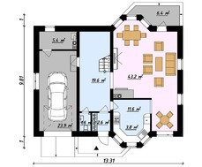 Симпатичний двоповерховий будинок з красивою кухнею