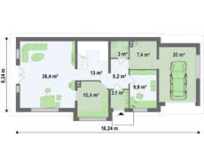 Проект котеджу з еркером і мансардою для вузької ділянки