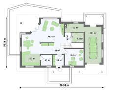 Проект котеджу з вбудованим гаражем і кабінетом