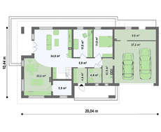 Проект котеджу з гаражем і 2-ма спальнями