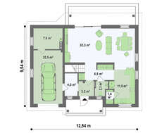 Проект котеджу в традиційному стилі з двосхилим дахом