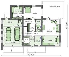 Планування шикарного будинку з трьома величезними спальнями
