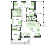 Унікальне планування одноповерхового будинку на 5 спалень і 6 санвузлів