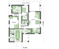 Планування одноповерхового житлового будинку з великою терасою