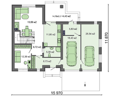 Схема двоповерхового будинку з розкішним гаражем