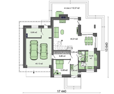 План двоповерхового будинку з гаражем на 2 автомобілі