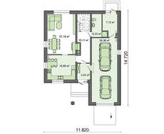 Планування двоповерхового котеджу в світлих відтінках з просторою терасою
