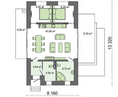 Гарний проект житлового будинку на 2 спальні
