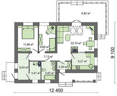 Проект європейського котеджу з віконницями