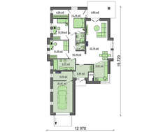 Проект одноповерхового будинку з декором зі штучного каменю