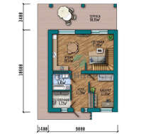 Схема двоповерхового котеджу площею 153 кв. м в стилі барнхаус з навісом для автомобіля