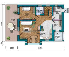 Проект двоповерхового котеджу площею 164 кв.м з еркером і ажурним балконом