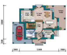 Проект двоповерхового котеджу площею 155 кв.м з декором з натурального каменю і цегли