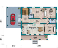 План величавого особняка площею 431 кв. м з цокольним поверхом та капітальним навісом для автомобіля