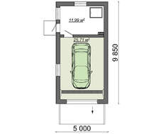 Проект автомобільного гаража площею 38 кв. м