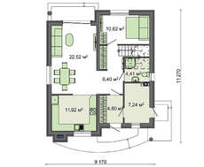 Проект двоповерхового котеджу з барвистим зовнішнім виглядом площею 135 кв. м