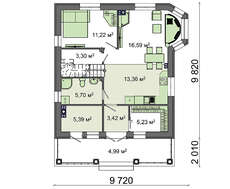 Проект білосніжного будинку в два поверхи з колонами і балконами загальною площею 133 кв. м