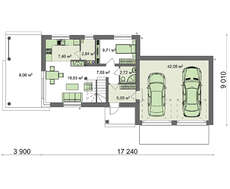 Проект двоповерхового котеджу площею 173 кв. м з відкритими терасами на першому і другому рівні