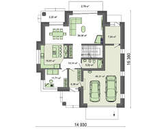 Проект двоповерхового цегляного будинку площею 262 кв. м з сучасними балконами
