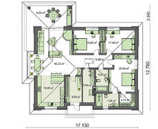 Проект комфортного одноповерхового будинку площею 172 кв.м з декором з сірого каменю і дерев'яних панелей