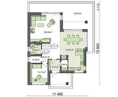 Сучасний котедж в два поверхи із суворим екстер'єром