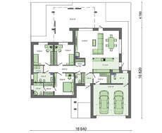Проект одноповерхового сучасного будинку площею 209 кв.м.