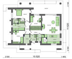 Проект одноповерхового будинку в європейському стилі