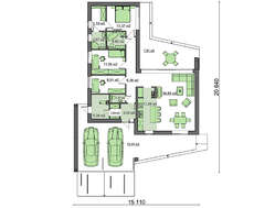 Проект стильного сучасного одноповерхового котеджу площею 142 кв.м.
