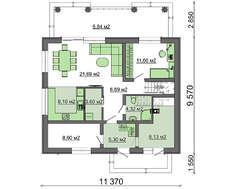 Проект будинку з мансардою загальною площею 162 кв.м.