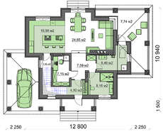 Проект двоповерхового котеджу із цокольним поверхом загальною площею 242 кв.м.