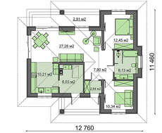 Проект невеликого заміського котеджу площею 90 кв.