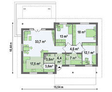 Проект дачного будинку з чотирьохспадовим дахом