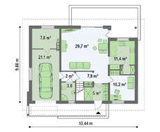 Проект котеджу з гаражем і кабінетом на першому поверсі