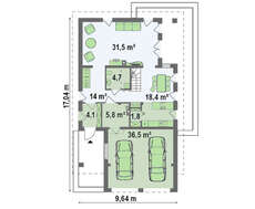 Проект будинку з великою терасою над гаражем