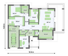 Проект затишного одноповерхового будинку з гаражем на 160 m²