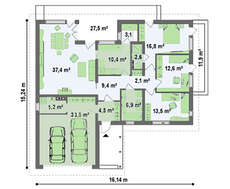 Проект котеджу з гаражем для двох авто
