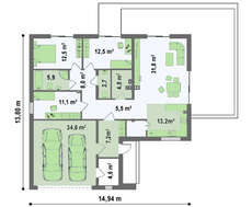 Проект сучасного незвичайного одноповерхового будинку