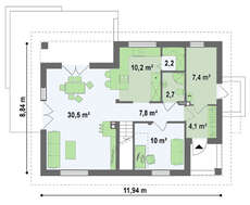 Проект економного невеликого котеджу з мансардою