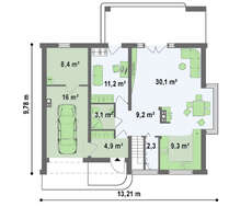 Проект комфортного будинку з гаражем