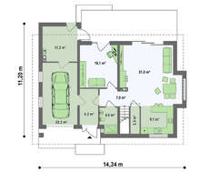 Проект будинку з мансардою, великим технічним приміщенням і кабінетом