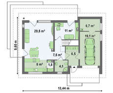 Проект класичного будинку з гаражем, додатковою спальнею