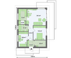 Проект невеликого одноповерхового будинку з зручним бічним входом